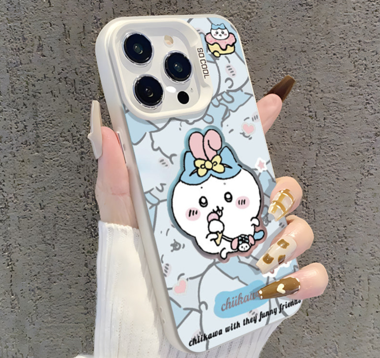 ice cream Hachiware Silver Shell Iphone Case for all Iphone Model