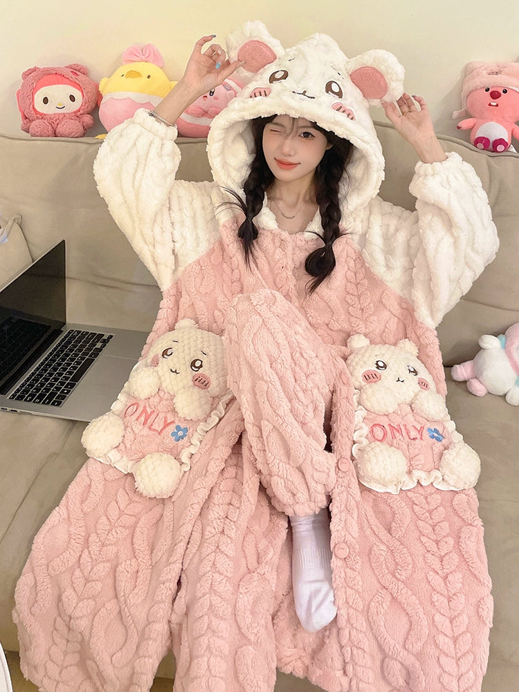 Fan Made Chiikawa Nightwear Women's Autumn and Winter Robe