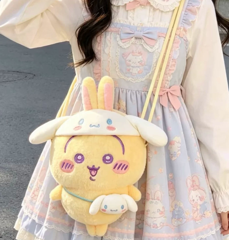 MINISO Chiikawa× Sanrio Plush Full Body Crossbody Bag