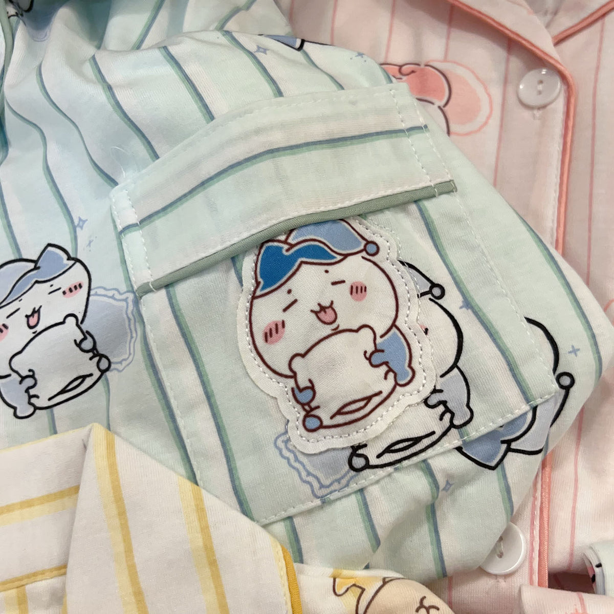 Chiikawa Usagi Hachiware Momonga long-sleeve striped pajamas