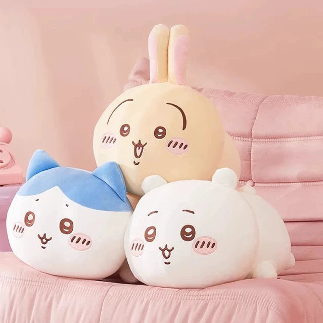 miniso official chiikawa, Usagi and Hachiware prone cushion plushies 3rd edition