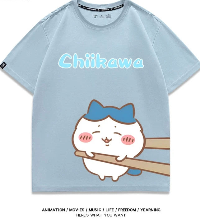 Chiikawa Q version co-branded short-sleeved T-shirt cotton loose men's and women's couple clothes