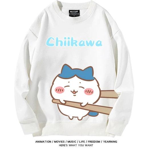 Chiikawa Neck Long-sleeved Men's and Women's Tops