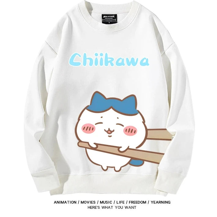 Chiikawa Neck Long-sleeved Men's and Women's Tops