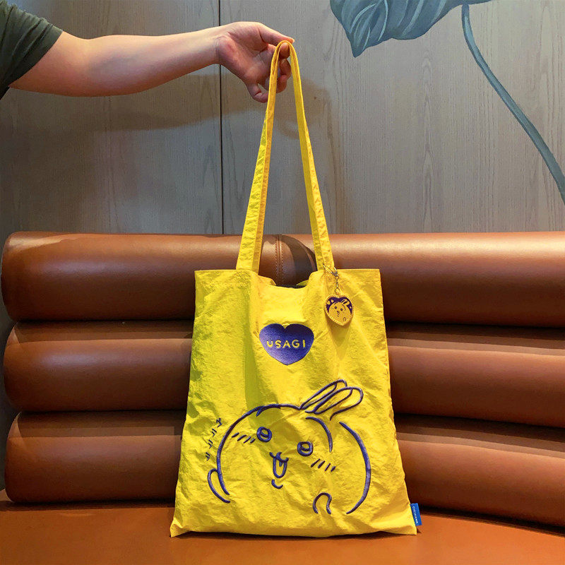 Chiikawa Usagi Hachiware Momonga embroidery cute shoulder tote canvas bag