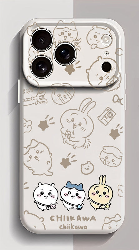 Chiikawa, Usagi, Hachiware Cute Liquid Silicone Iphone 17 Case