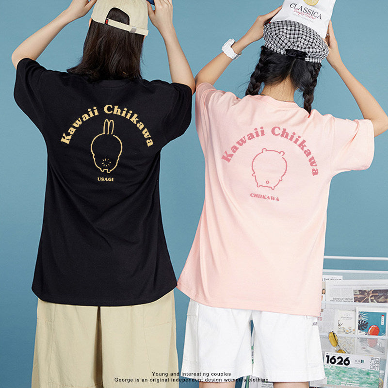 Chiikawa, Usagi, Hachiware, Momonga cute full body short-sleeved T-shirt