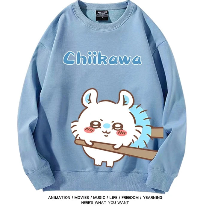 Chiikawa Neck Long-sleeved Men's and Women's Tops