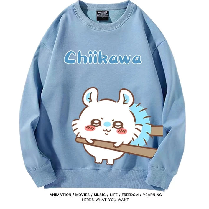 Chiikawa Neck Long-sleeved Men's and Women's Tops