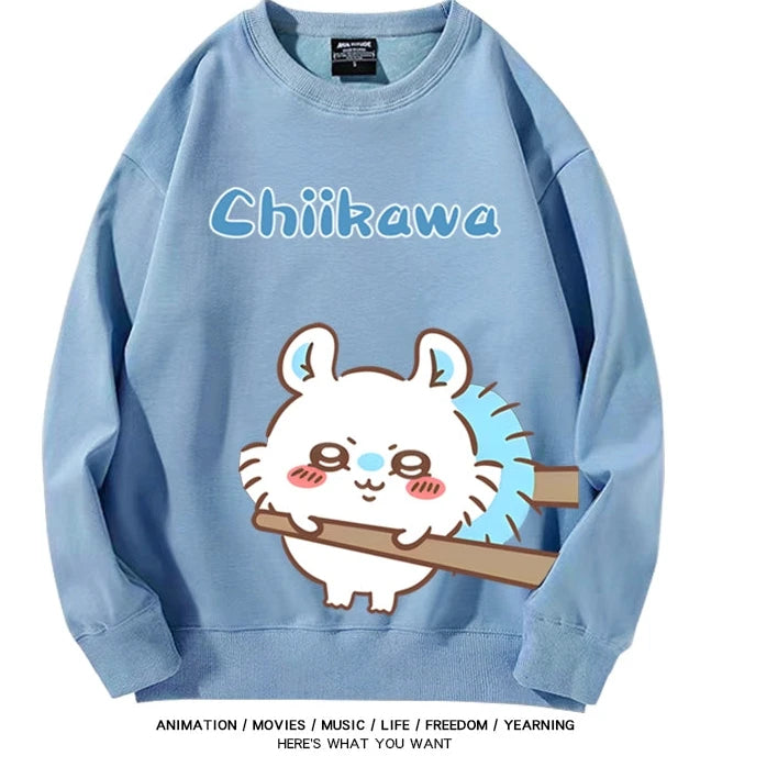 Chiikawa Neck Long-sleeved Men's and Women's Tops