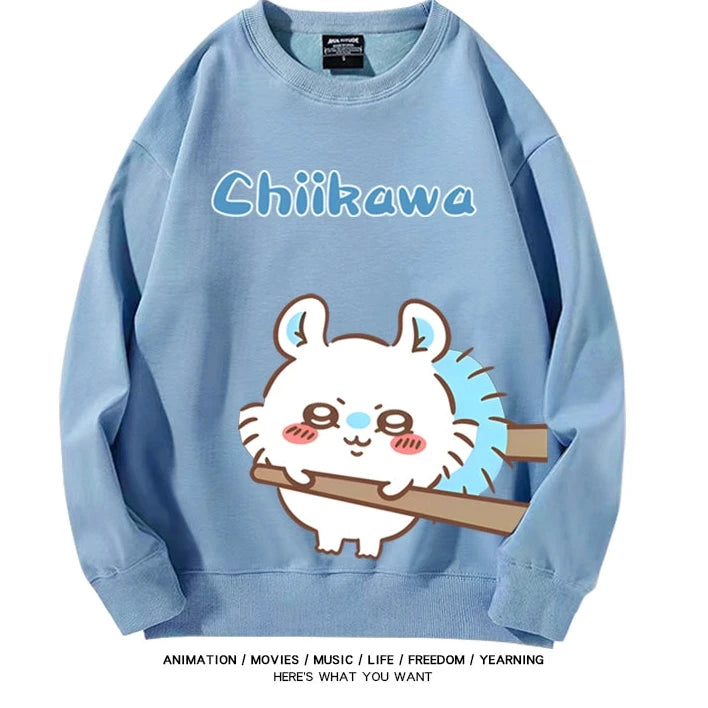 Chiikawa Neck Long-sleeved Men's and Women's Tops