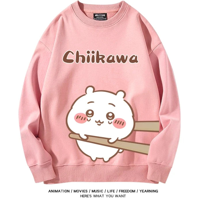 Chiikawa Neck Long-sleeved Men's and Women's Tops