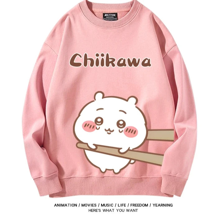 Chiikawa Neck Long-sleeved Men's and Women's Tops