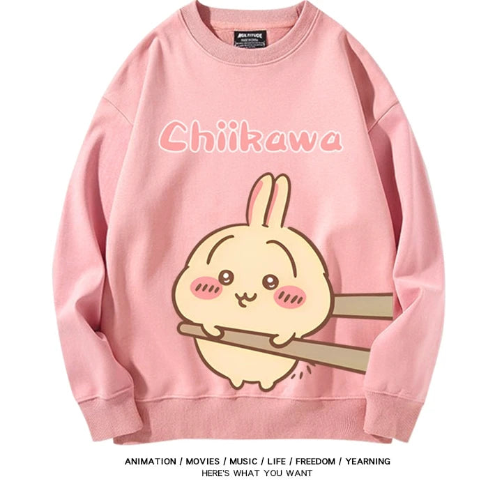 Chiikawa Neck Long-sleeved Men's and Women's Tops