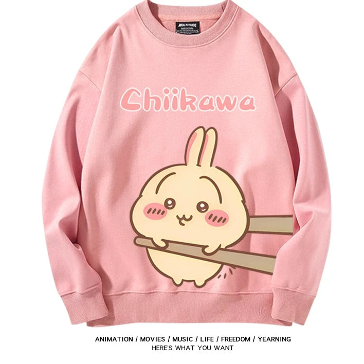 Chiikawa Neck Long-sleeved Men's and Women's Tops