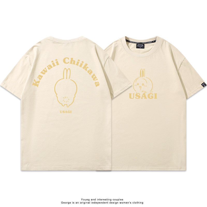 Chiikawa, Usagi, Hachiware, Momonga cute full body short-sleeved T-shirt