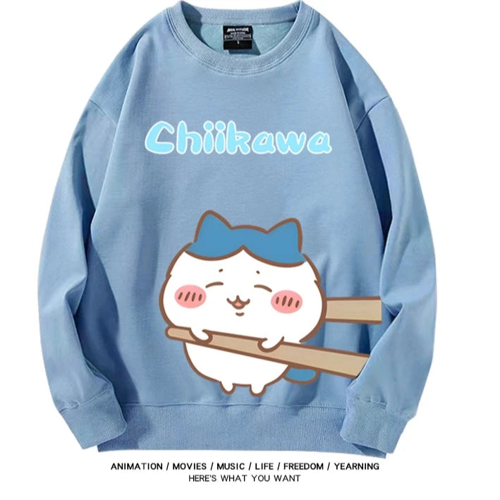 Chiikawa Neck Long-sleeved Men's and Women's Tops