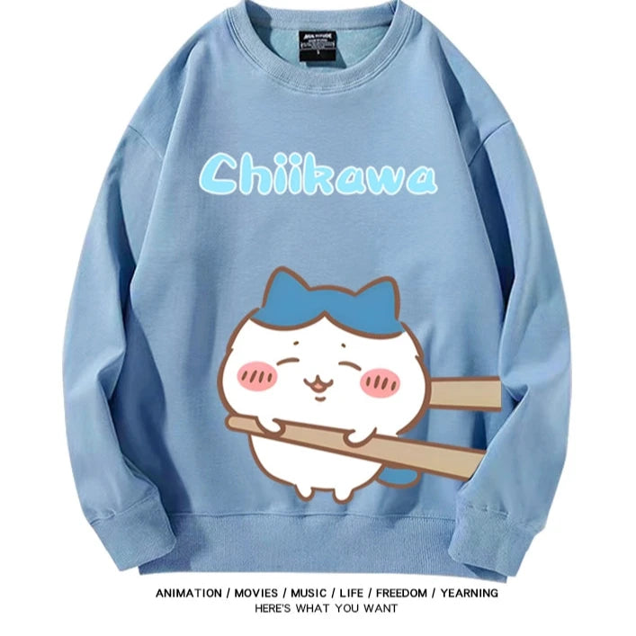 Chiikawa Neck Long-sleeved Men's and Women's Tops