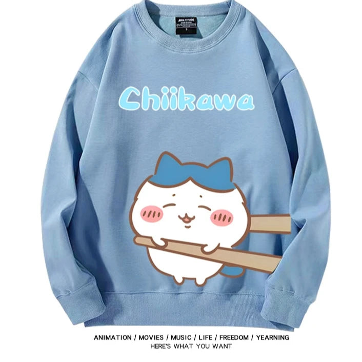 Chiikawa Neck Long-sleeved Men's and Women's Tops