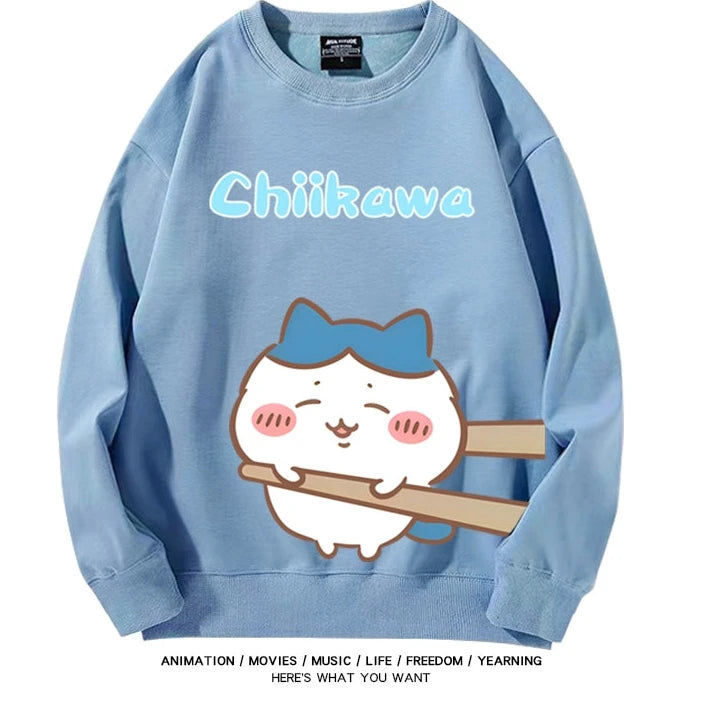 Chiikawa Neck Long-sleeved Men's and Women's Tops