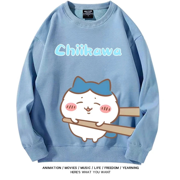 Chiikawa Neck Long-sleeved Men's and Women's Tops