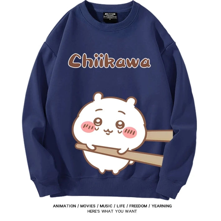 Chiikawa Neck Long-sleeved Men's and Women's Tops