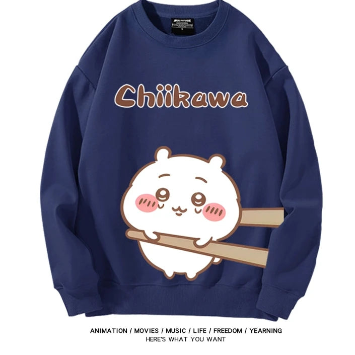 Chiikawa Neck Long-sleeved Men's and Women's Tops