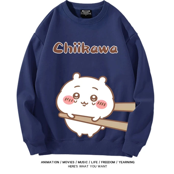 Chiikawa Neck Long-sleeved Men's and Women's Tops