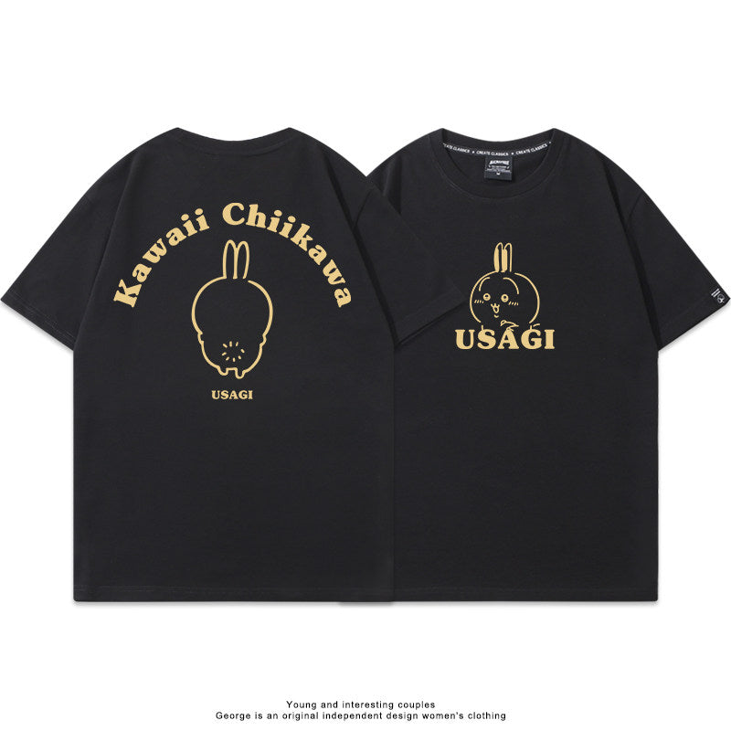 Chiikawa, Usagi, Hachiware, Momonga cute full body short-sleeved T-shirt