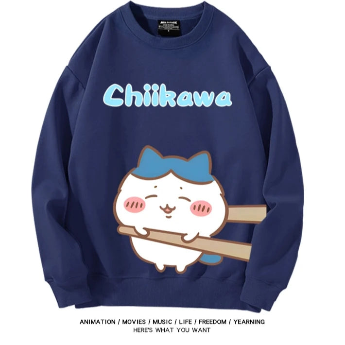 Chiikawa Neck Long-sleeved Men's and Women's Tops