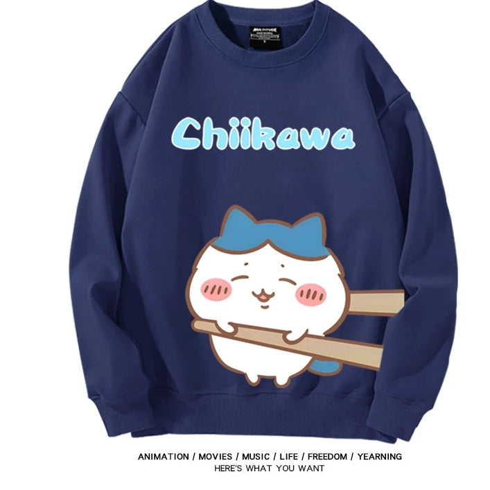 Chiikawa Neck Long-sleeved Men's and Women's Tops