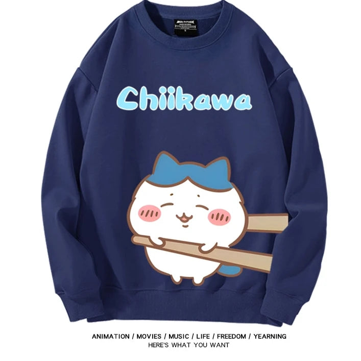 Chiikawa Neck Long-sleeved Men's and Women's Tops