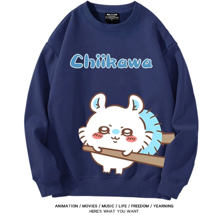 Chiikawa Neck Long-sleeved Men's and Women's Tops