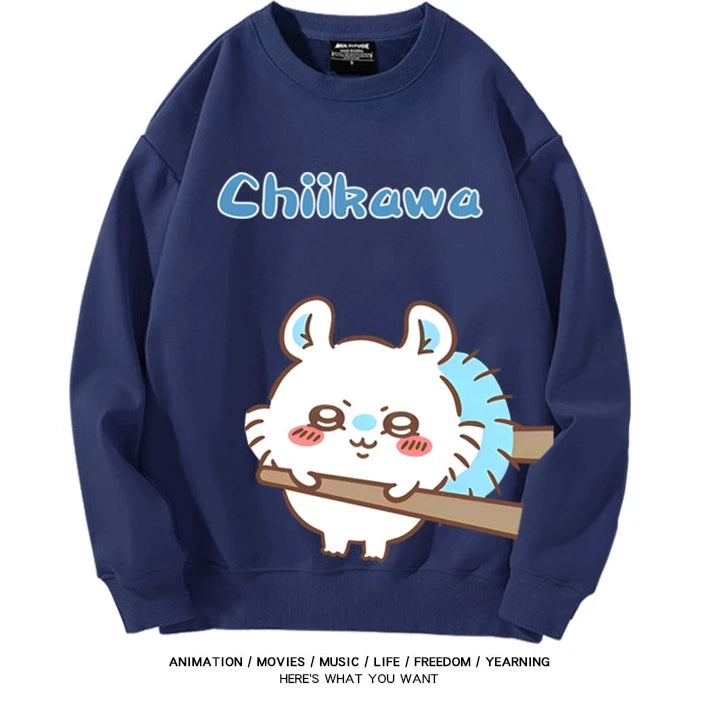 Chiikawa Neck Long-sleeved Men's and Women's Tops