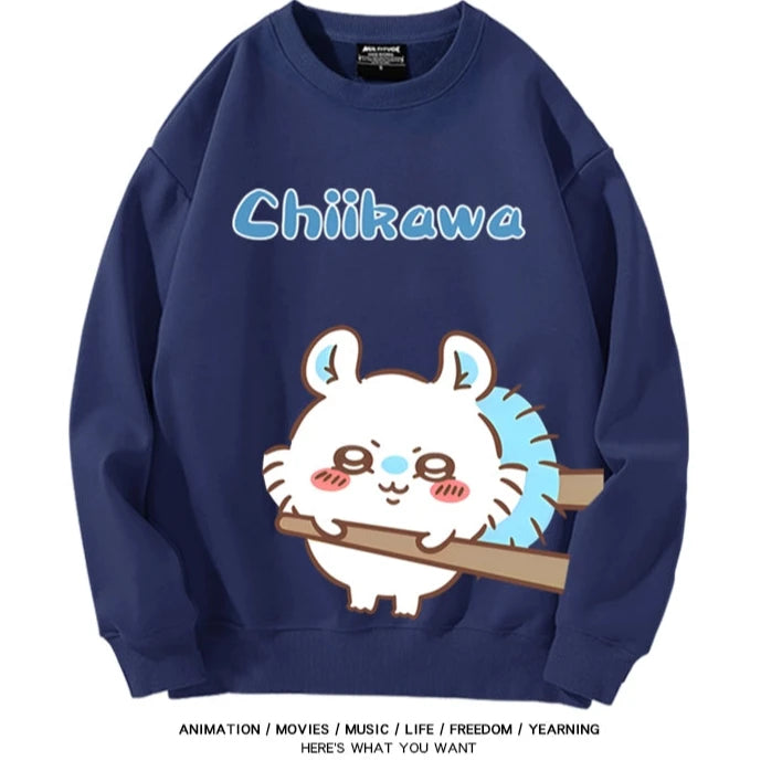 Chiikawa Neck Long-sleeved Men's and Women's Tops