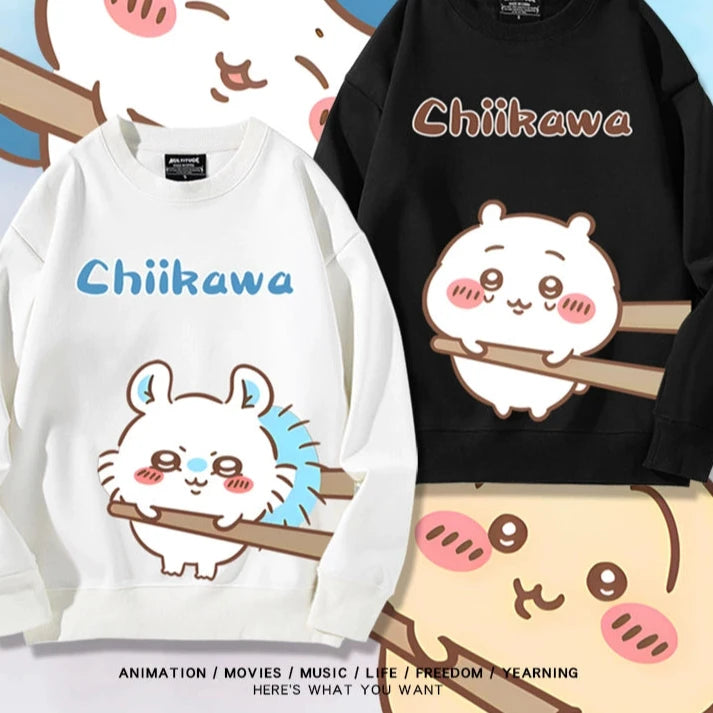 Chiikawa Neck Long-sleeved Men's and Women's Tops