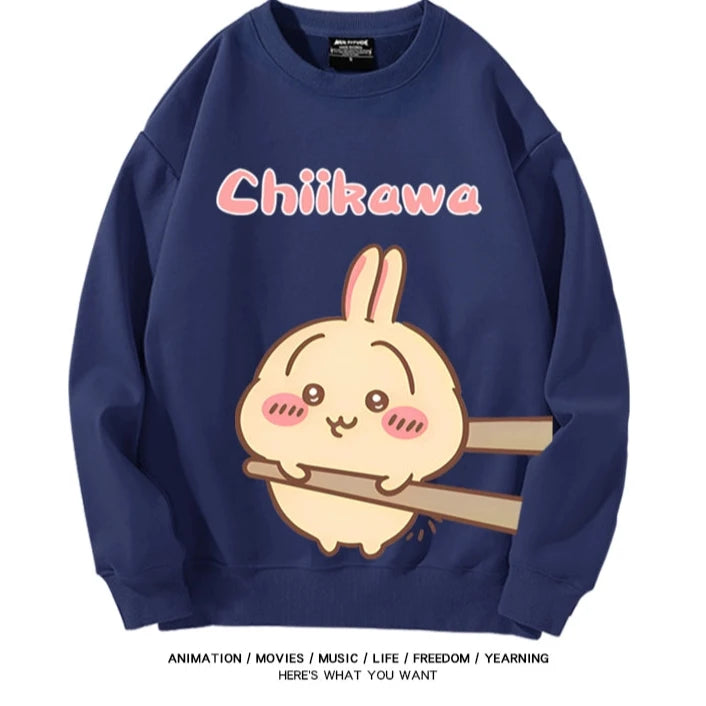 Chiikawa Neck Long-sleeved Men's and Women's Tops