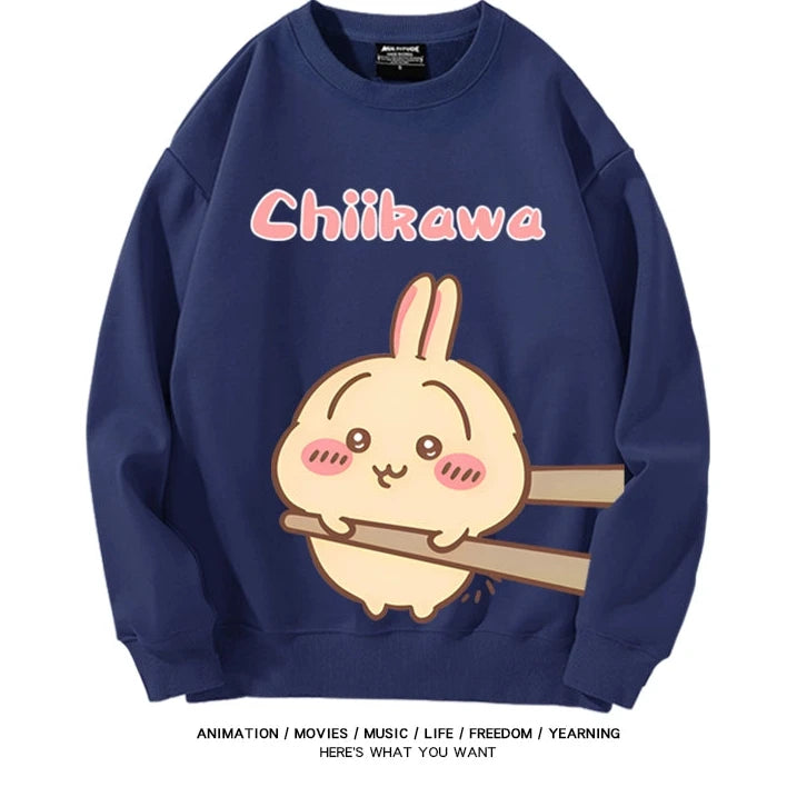 Chiikawa Neck Long-sleeved Men's and Women's Tops