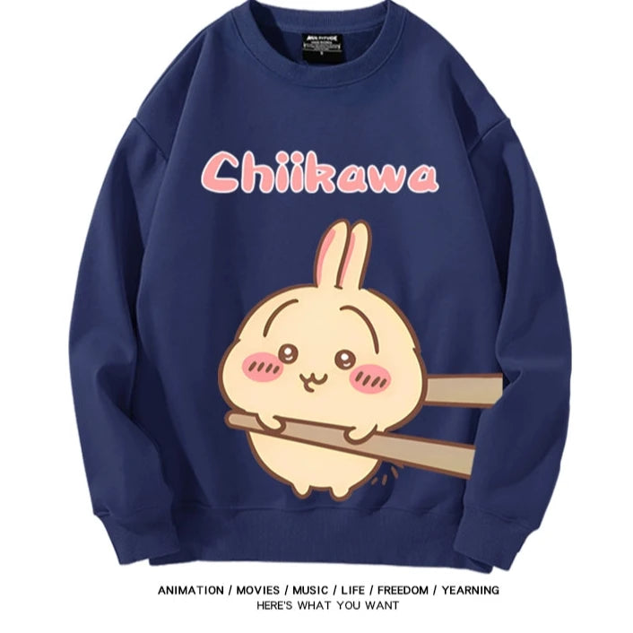 Chiikawa Neck Long-sleeved Men's and Women's Tops