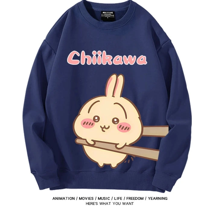 Chiikawa Neck Long-sleeved Men's and Women's Tops