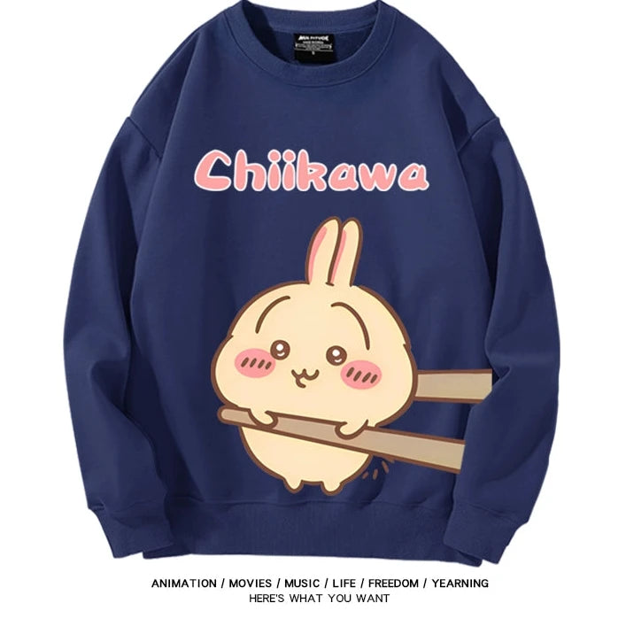 Chiikawa Neck Long-sleeved Men's and Women's Tops