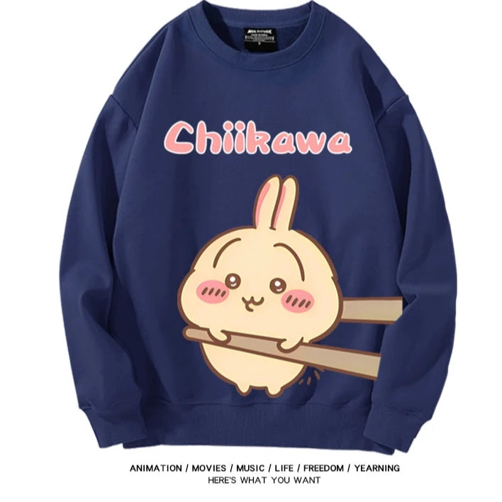 Chiikawa Neck Long-sleeved Men's and Women's Tops