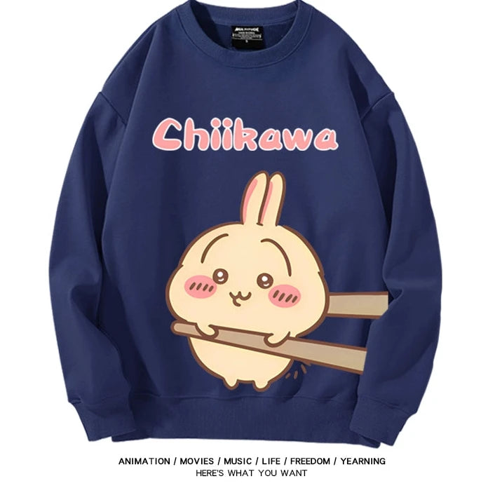 Chiikawa Neck Long-sleeved Men's and Women's Tops