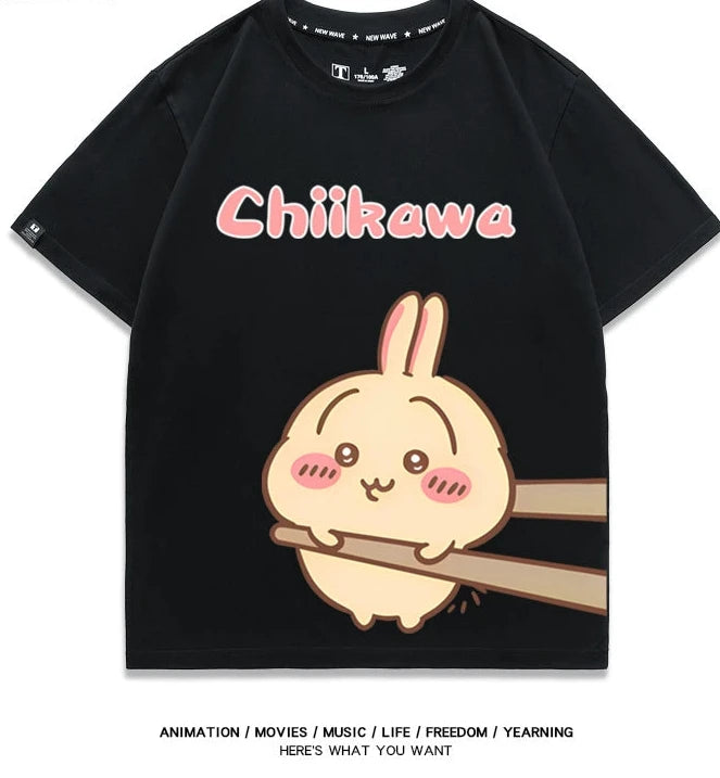 Chiikawa Q version co-branded short-sleeved T-shirt cotton loose men's and women's couple clothes