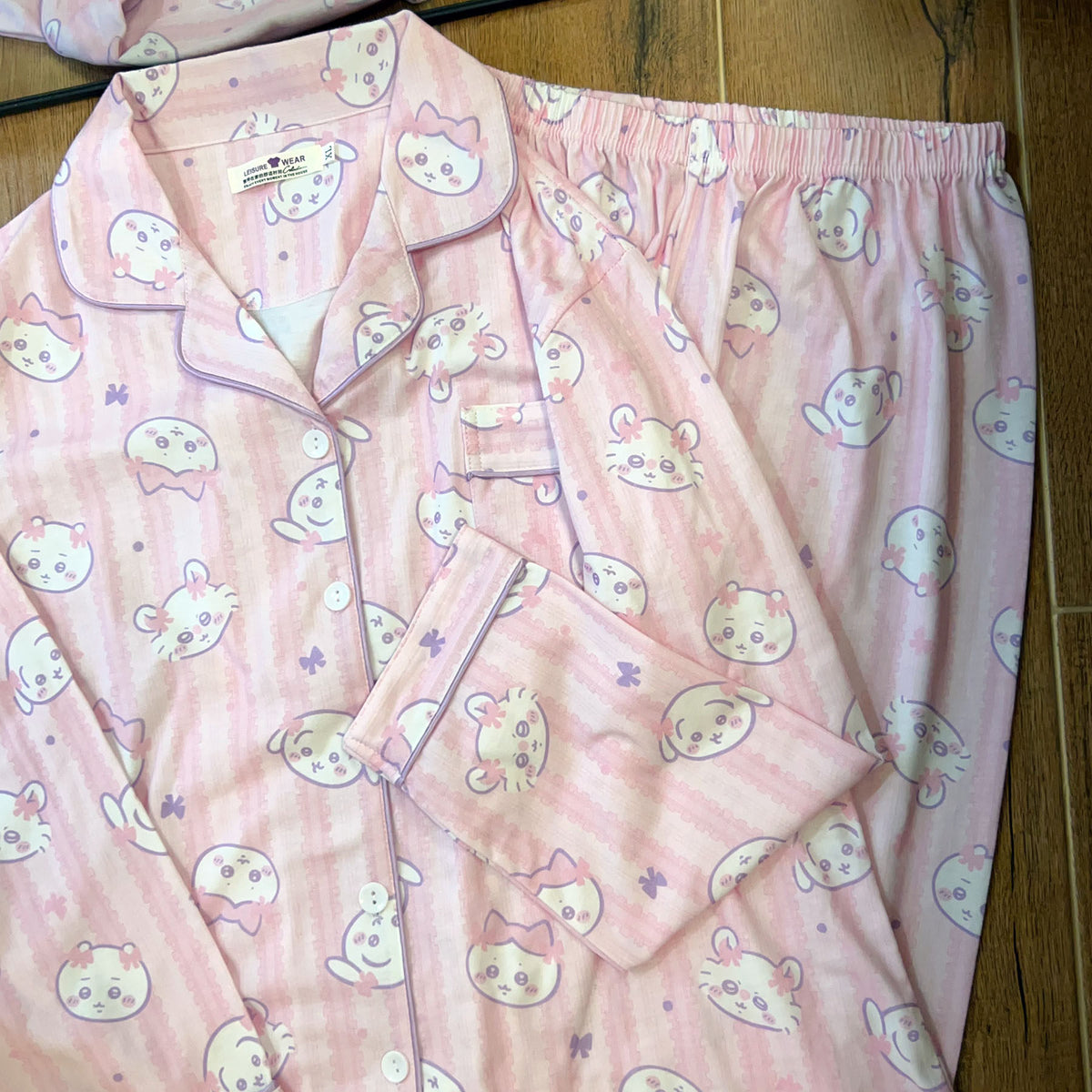 Chiikawa Usagi Hachiware Momonga long-sleeve striped pajamas