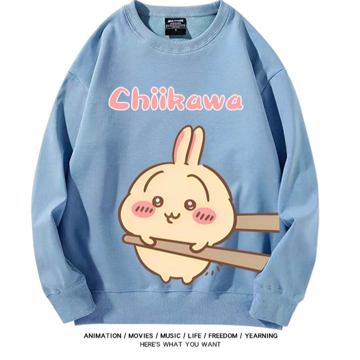 Chiikawa Neck Long-sleeved Men's and Women's Tops