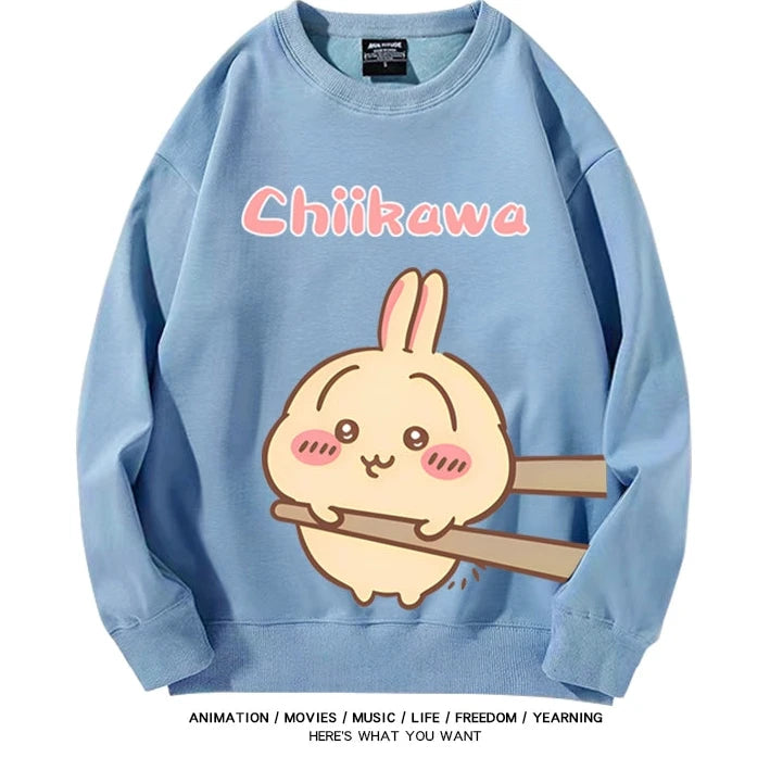 Chiikawa Neck Long-sleeved Men's and Women's Tops