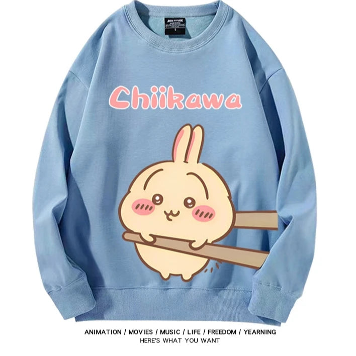 Chiikawa Neck Long-sleeved Men's and Women's Tops