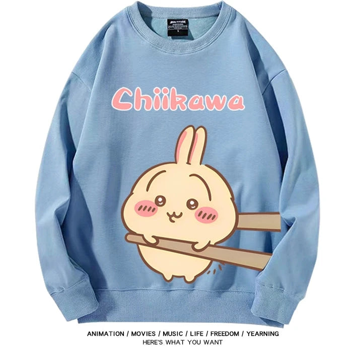 Chiikawa Neck Long-sleeved Men's and Women's Tops