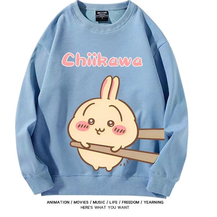 Chiikawa Neck Long-sleeved Men's and Women's Tops